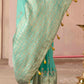 Sea Green Weaving Silk Saree with Sunflower Yellow Blouse