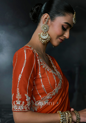 Siena Orange Tissue Silk Saree