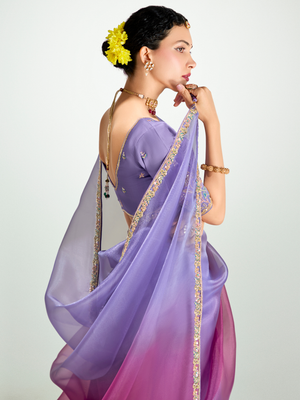 Purple Shade Organza Saree