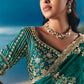 Emerald Green Organza Tissue Silk Hand Embroidered Bridal Saree