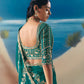 Emerald Green Organza Tissue Silk Hand Embroidered Bridal Saree