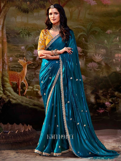 Zarisha Tissue silk Saree In Teal