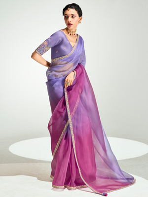 Purple Shade Organza Saree