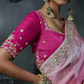 Soft Girl Tissue Silk Saree Ivory Pink Ombré