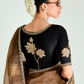 Black & Brown Organza Saree with Sequins Detailing