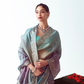 Blue Organza Saree with Zari & Sequins Work and Teal Silk Blouse – Kimora