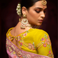 Roseate Pink Banarasi Viscose Saree with Mustard Yellow Blouse
