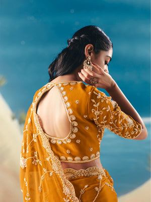 Organza Tissue Silk Hand Embroidered Bridal Saree