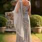 Zarina Floral Embroidered Sharara Suit in Silver Grey