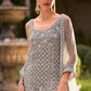 Zarina Floral Embroidered Sharara Suit in Silver Grey