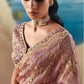 Pastel Pink Organza Tissue Silk Hand Embroidered Bridal Saree