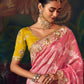 Rose Pink Silk Saree with Hand Embroidery