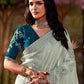 Sea Green Glass Tissue Organza Saree