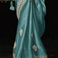 Teal Silk Saree With Heavy Border and Blouse