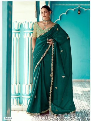 Neel Jal crush silk saree in deep sea