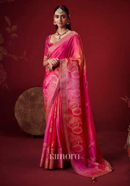 Miraaya Weaving Soft Silk Saree In Pink