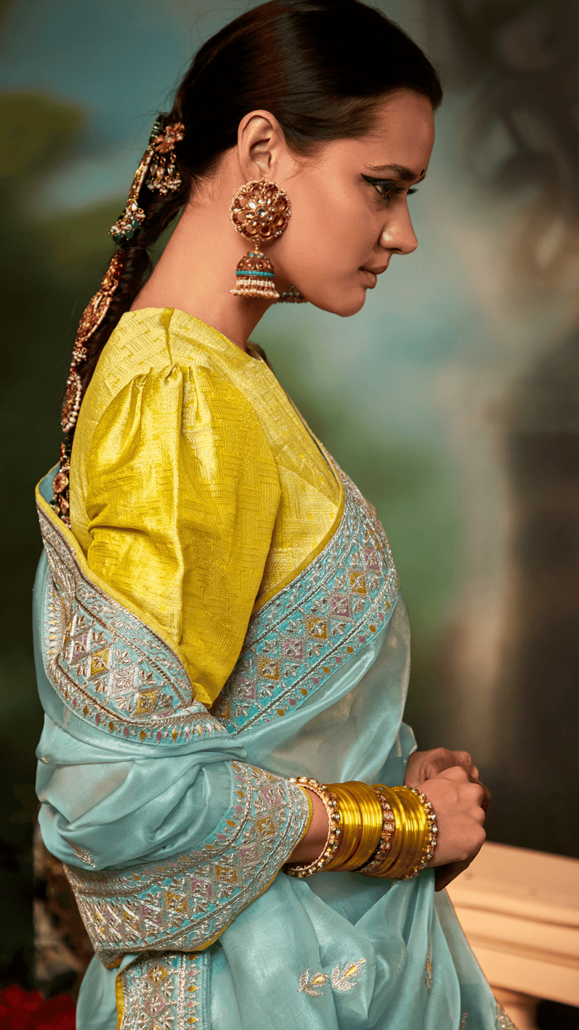KIMORA’S SEA GREEN ORGANZA SAREE - Kimora.in