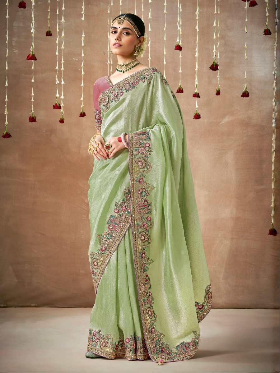 Malaya Dola silk saree in light green
