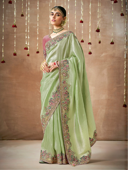 Malaya Dola silk saree in light green
