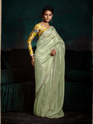 Aarika tissue silk saree in light green