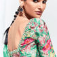 GREEN SILK SAREE WITH FLORAL BLOUSE – A PERFECT BLEND OF GRACE & ELEGANCE - Kimora.in