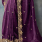 Purple Heavy Embroidery Saree with Blouse