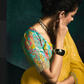 Yellow Organza Tissue Saree with Crush Effect & Printed Blouse