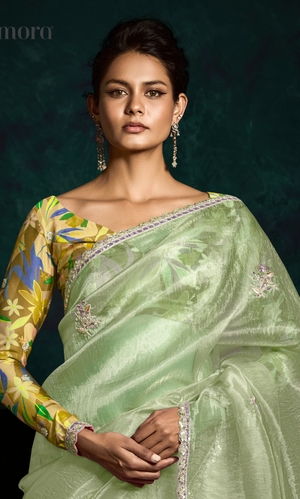 Sea Green Organza Saree