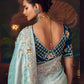 Premium Ice Blue Embroidered Silk Saree – Designer Wedding & Festive Wear
