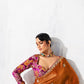 Orange Fancy Silk Saree With Work and Designer Blouse