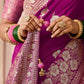 PURPLE DOLA SILK SAREE WITH PINK GOLDEN EMBROIDERED BLOUSE