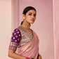 PEACH DOLA SILK SAREE WITH WINE GOLDEN EMBROIDERED BLOUSE