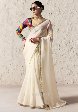 Pearl Canvas Soft Silk Saree In White