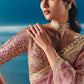 Pastel Pink Organza Tissue Silk Hand Embroidered Bridal Saree
