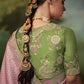 Pink Silk Saree with Contrasting Green Blouse