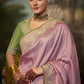 Pink Silk Saree with Contrasting Green Blouse