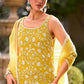 Zivae Chiffon Elegant embroidered Sharara Set in Yellow