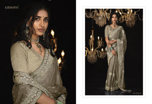 Olive Green Kanjivaram Silk Saree with Delicate Embroidery Work