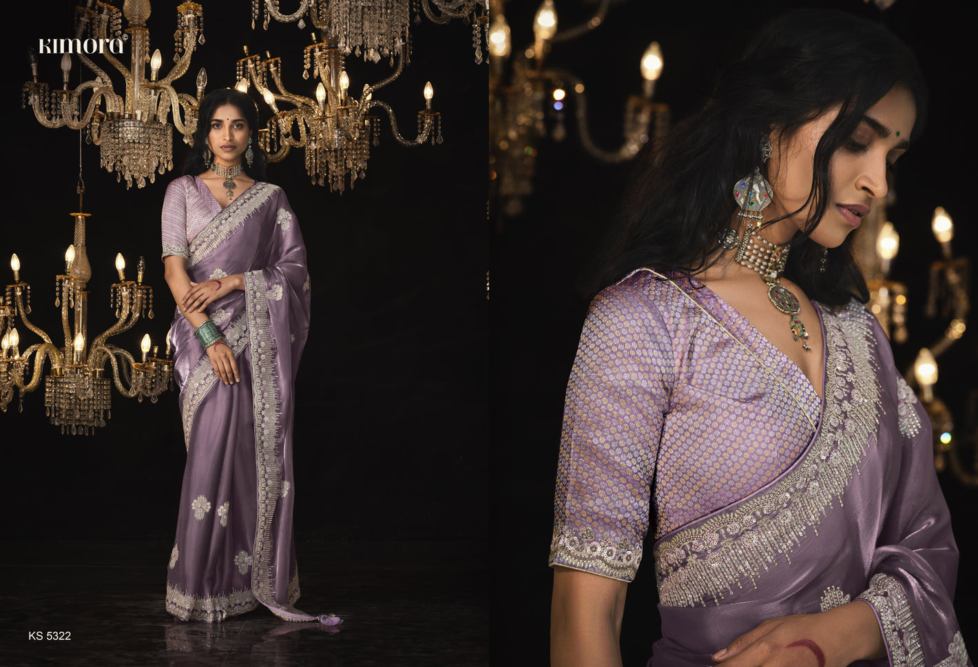 Elegant purple Kanjivaram Saree with Intricate Embroidery Work