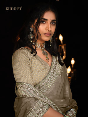 OLIVE GREEN KANJIVARAM SILK SAREE