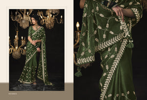 Deep Green Saree with Silver Embroidery