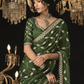 DEEP GREEN SAREE WITH SILVER EMBROIDERY - Kimora.in
