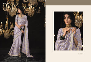 Lavender Saree with Elegant Silver Embroidery