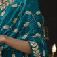 Teal Blue Saree with Exquisite Gold Embroidery