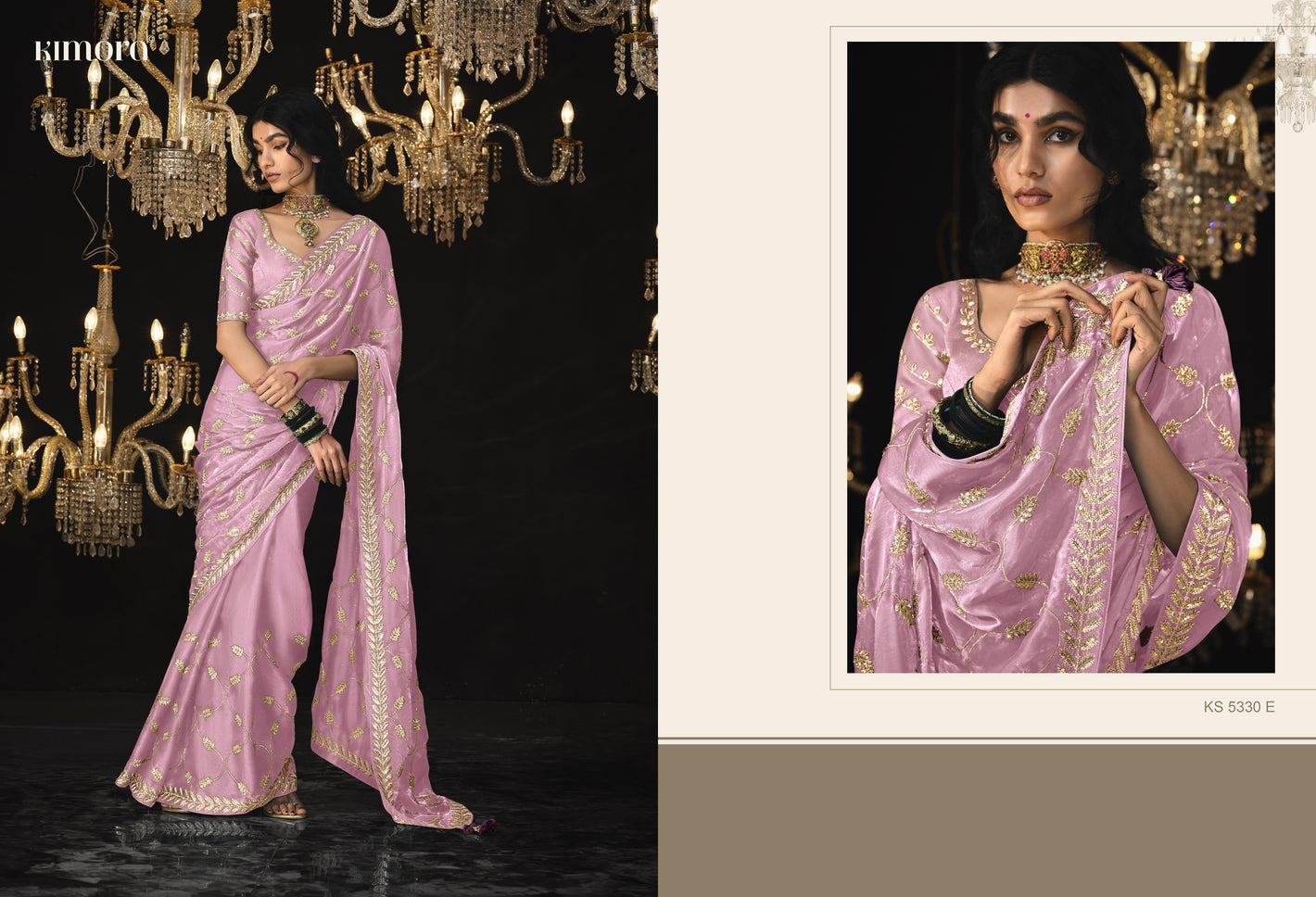 Elegant Pink Saree with Intricate Silver Embroidery