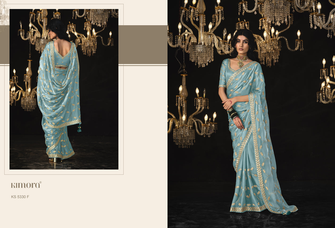 Sky Blue Saree with Intricate Silver Embroidery