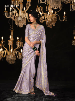 LAVENDER SAREE WITH ELEGANT SILVER EMBROIDERY