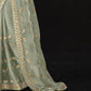 Olive Green Saree with Elegant Silver Embroidery