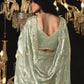 Olive Green Saree With Elegant Silver Embroidery