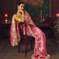 Rose Pink Silk Saree with Hand Embroidery